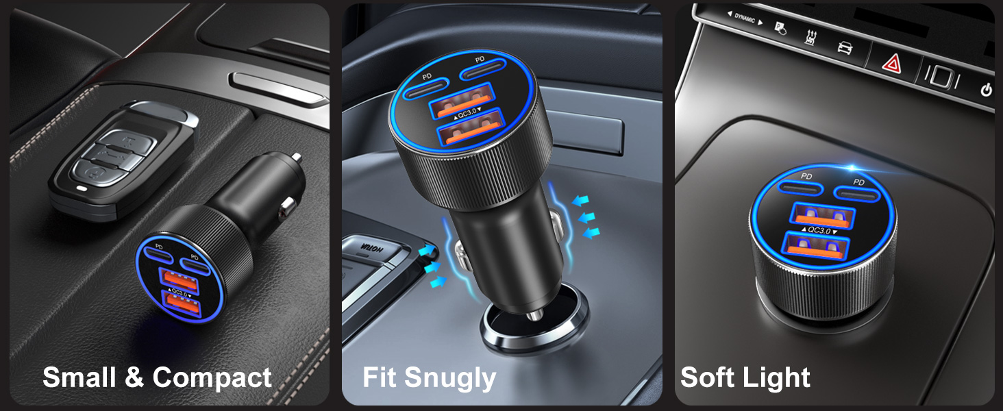 Low profile car charger black