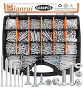 Dianrui 1680 PCS Screw Bolts and Nuts &amp; Nails &amp; Wood Screws Assortment Kit,M3/M4/M5/M6 Machine Sc...