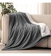 Reaks Electric Heated Throw Blanket, Silky Soft Flannel &amp; Sherpa Heating Blanket Throw with 5 Hea...
