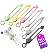 30 Pcs Silicone Cable Ties, Reusable Data Cable Organizer Wire Organizers for Office, Multipurpos...