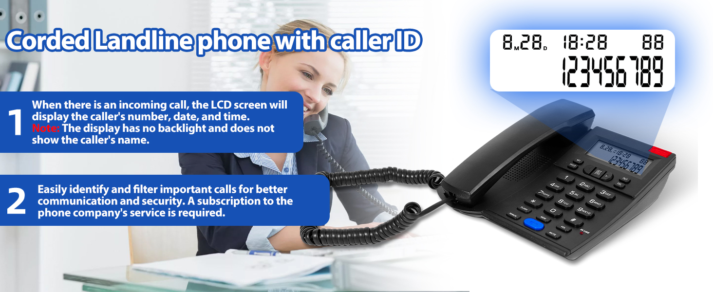 corded landline phones with Caller ID Speaker for home Office