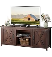 WLIVE Modern Farmhouse TV Stand for TVs up to 65", Entertainment Center with X-Shaped Barn Doors,...