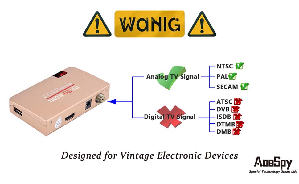 RF Demodulator Coax to HDMI UHF Modulator VHF Adapter Coaxial Converter