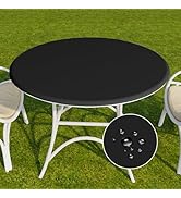 Romanstile Round Vinyl Tablecloth, 100% Waterproof Elastic Fitted Table Covers for 45