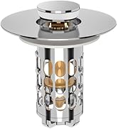 Upgraded 3 in 1 Bathroom Sink Drain Strainer,Pop Up Bathroom Sink Stopper with Removable Metal Fi...