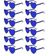NACHLYNN 12 Pairs Navy Blue Heart Sunglasses for Women Rimless Heart Shaped Sunglasses Candy Hear...