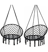 Garpans Hammock Chair Macrame Swing Set of 2 Bohemian Style Hammock Swing Chair with Tassels Hang...