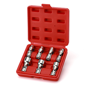 EMENTOL 7PCS 3/8" Drive Universal Joint Socket Set, 6 Point, SAE Universal Flex Socket Set, CR-V