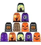 KUUQA 12 Pack Halloween Candy Bags, Halloween Drawstring Goodie Bags, Halloween Treats Bags, Hall...