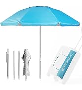 HOMEDEMO 7FT Portable Folding Beach Umbrella for On-the-Go Sun Protection at Outdoor Events