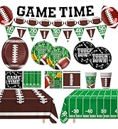 Football Party Supplies Kit - Includes Football Shaped Plates, Dessert Plates, Napkins, Cups, Ban...