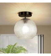 VANoopee Black Semi Flush Mount Ceiling Light Fixture, Hallway Lighting Fixtures Ceiling, Vintage...