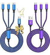 USB A + USB C Multi Charging Cable, 3 in 1 Charging Cable, Universal Chargers for Multiple Device...