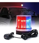 Xprite Red&amp;Blue LED Beacon Light w/Magnetic Base,Safety Warning Police Flashing Lights for Law En...