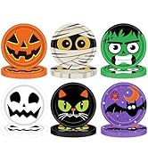 KFJBPB 48 PCS Halloween Paper Plates 7 Inch, Disposable Party Plates with Cat Ghost Pumpkin Bat P...