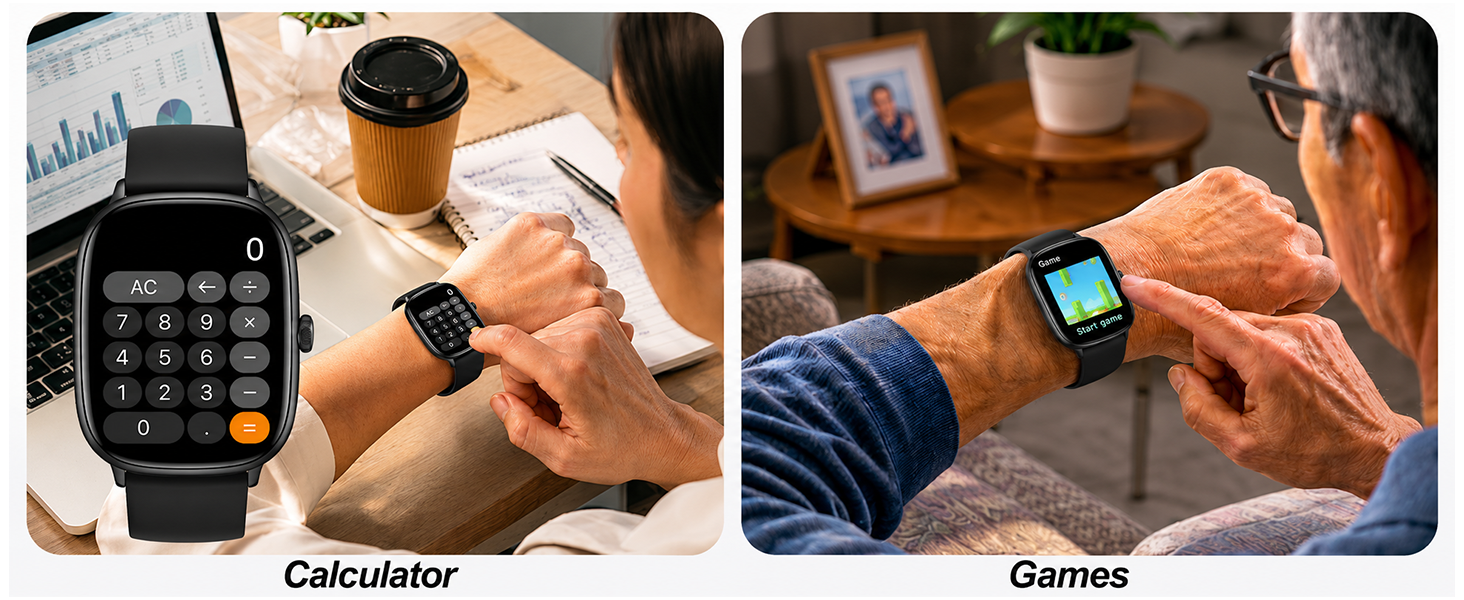 Fitness tracker with calculator, and game.