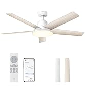 Dreo Smart Ceiling Fan with Lights, 52 Inch, 12 Speeds &amp; 3 Fan Modes, Stepless Color Tones, Dimma...