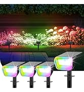 Linkind RGB Solar Spot Lights Outdoor Waterproof IP67, 60 LED 10 Lighting Modes Color Changing La...