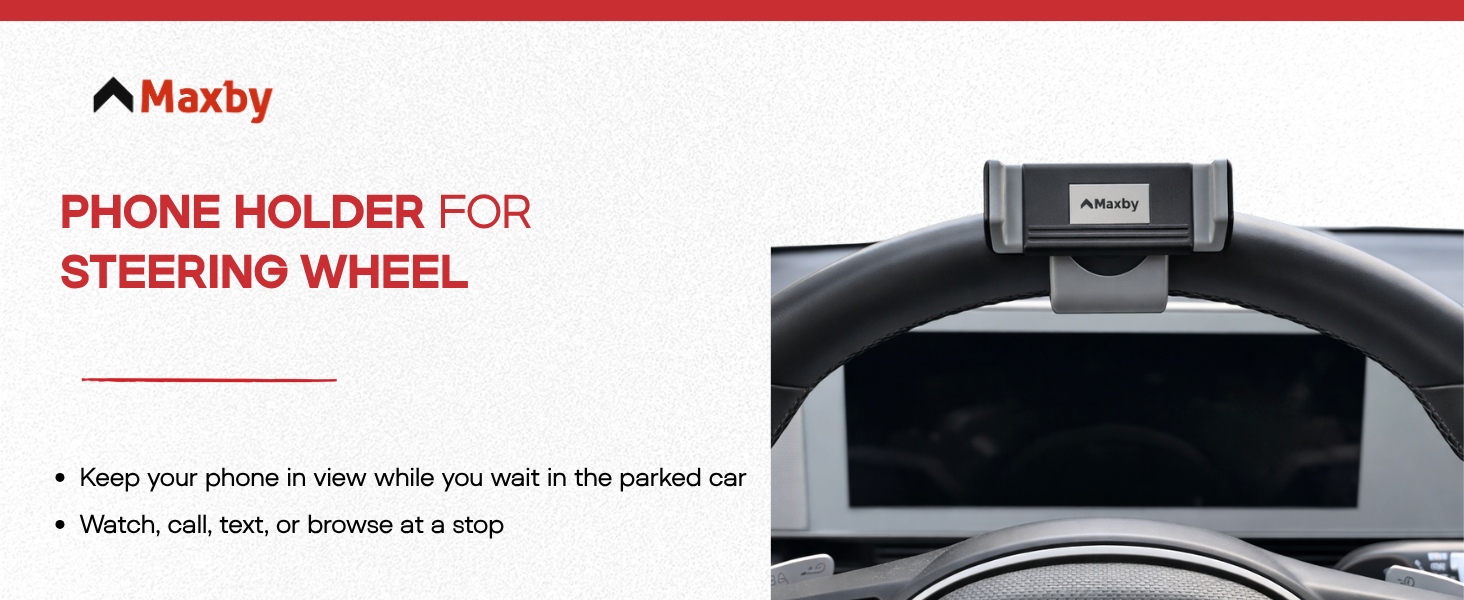 Phone holder for steering wheel.