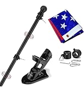 Yeesun Flag Pole for House with 3x5 American Flag, 6 FT Wall Mount with Bracket for Home Porch,Ou...