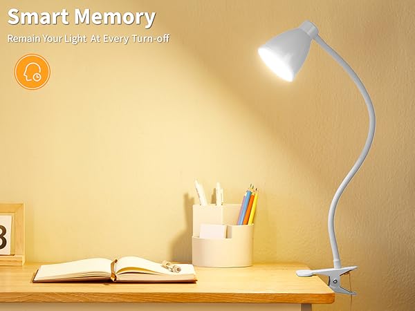 Desk Lamp Reading Light LED Clamp Lamp Flexible Gooseneck Clip on Light for Bed Bedside