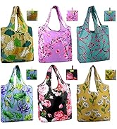 BeeGreen 6 Pack Floral Foldable Washable Grocery Reusable Bags Xlarge Reusable Grocery Bags Reusa...