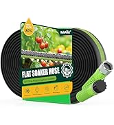 RAINPOINT 50FT Flat Soaker Hose, Flexible &amp; Leakproof Drip Hose with Anodized Aluminum Fittings, ...