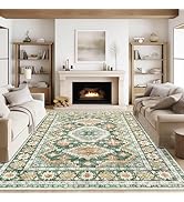 Rugland 8x10 Rug - Stain Resistant Washable Rug, Anti Slip Backing Rugs for Living Room, Vintage ...