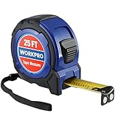 WORKPRO 25FT Tape Measure, 1/8 Fractions Easy Read Measuring Tape, Retractable Nylon Coating Meas...