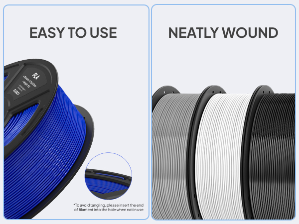 neatly wound spool, no clogging