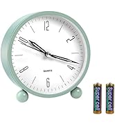 pxy 4 Inch Alarm Clocks for Bedrooms Battery Operated (Battery Include),Classic Silent Non Tickin...