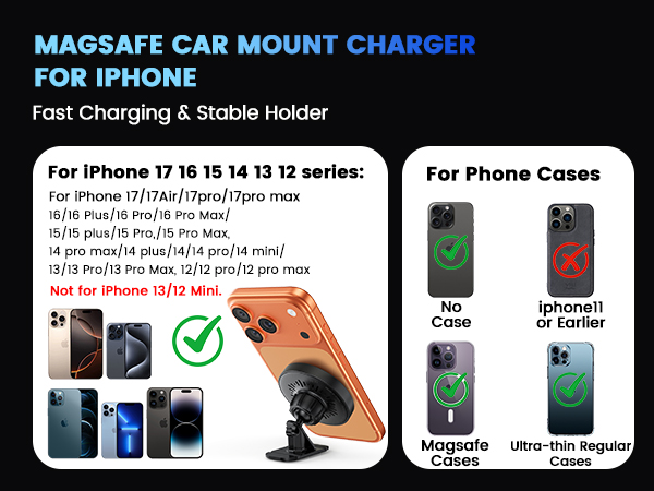magsafe car mount charger for iphone17pro max