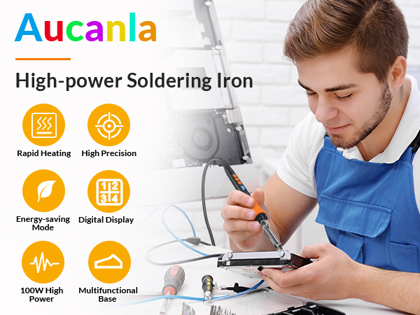 Soldering Iron Kit, 100W High Power Soldering Iron, Digital Display Temperature Control
