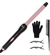 Curling Iron 1 Inch, Professional Long Barrel Hair Curling Wand with 2 Heat Settings, Ceramic Coa...