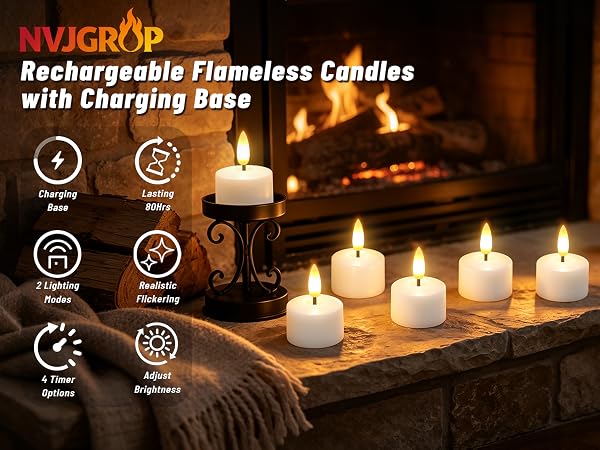 Rechargeable Flameless Candles with Charging Base