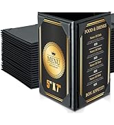 FLKQC Leatherette Table Tents Triangle Menu Holders 5"x 7", 20 Pack 3-Side Picture Frames with An...