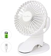 Portable Clip Fan Battery Operated,3 Speeds USB Rechargeable Mini Table Fan with Strong Airflow,3...