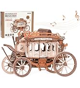 ROKR 3D Wooden Puzzles for Adults-Stagecoach Music Box Kit-DIY Wood Model Kits for Adults-Toy Gif...