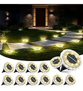 echosari Solar Ground Lights 12 Pack, Upgraded Solar Garden Lights Auto ON/Off Landscape Lighting...