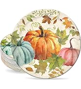 AnyDesign 40Pcs Thanksgiving Fall Paper Plates Watercolor Pumpkins Round Disposable Plates Retro ...