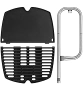 60040 Grill Burner Tube, 7644/65810 Cast Iron Grates and 6558 Griddle for Weber Q100 Q120 Q1000 Q...