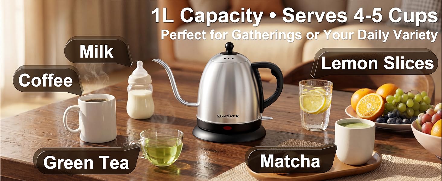 1L Capacity Serves 4-5 Cups