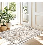 Madane Washable Area Rug 2x3, Small Entryway Rug Non-Slip Vintage Door Mat Indoor Entrance, Low P...