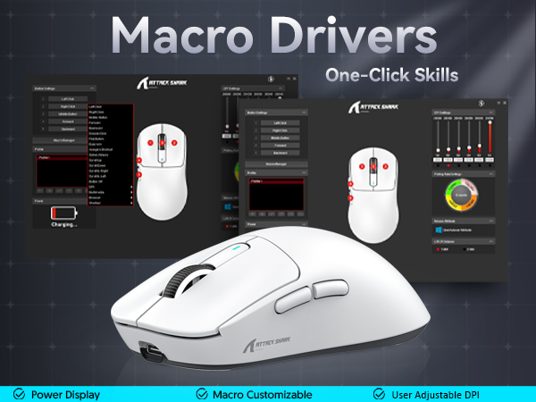 PAW3395 26K DPI Optical Sensor, 200h Battery Life, Programmable Buttons, Gaming Accessories for PC