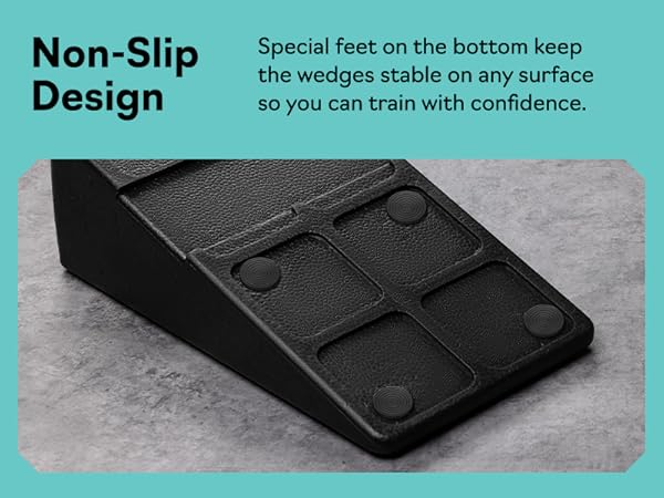 Non-slip slant board calf stretcher and squat wedge block with stable rubber feet for safe training