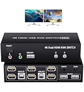 2 Ports Dual Monitor KVM Switch, 4K@60Hz KVM Switch 2 Monitors 2 Computers, KVM Dual Monitor HDMI...