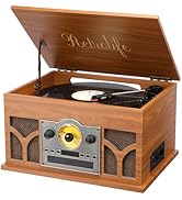 10-in-1 Record Player with Built-in Speakers Wireless Playback, CD &amp; Cassette Player, USB Player,...