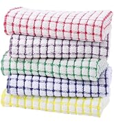 Kitinjoy Cotton 5 Pack Terry Kitchen Towels, 16 x 25 Inches Super Soft and Absorbent Dish Towels,...