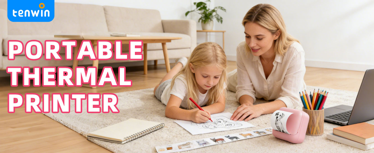 tenwin Portable Thermal Printer W001 Pink