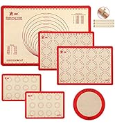 Silicone Baking Mat Set of 6, GUANCI Grade Food Baking mats Non-Stick Reusable Pizza Bakeware Mat...